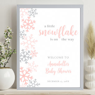 Snowflake Winter Girl Baby Shower Welcome Sign