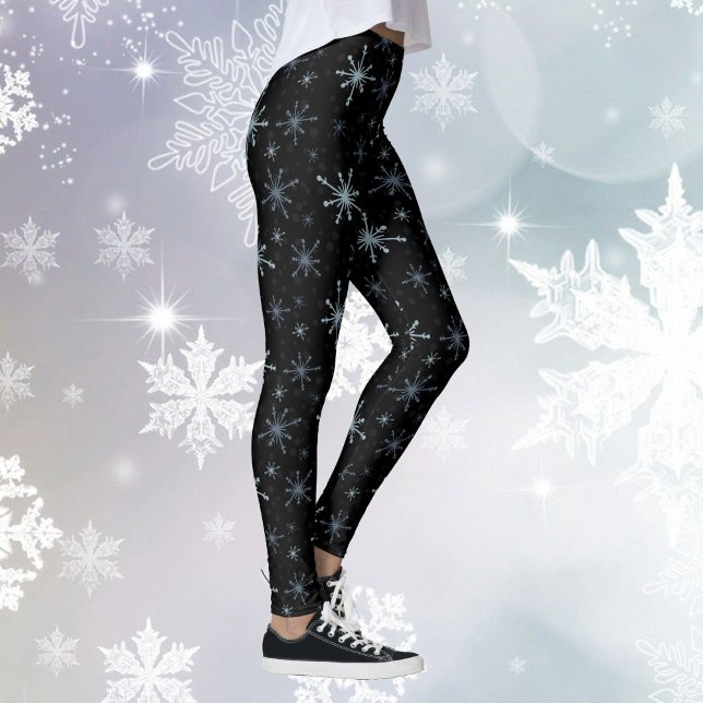 Snowflake Winter High Quality Women's Black Snow Leggings (Creator Uploaded)
