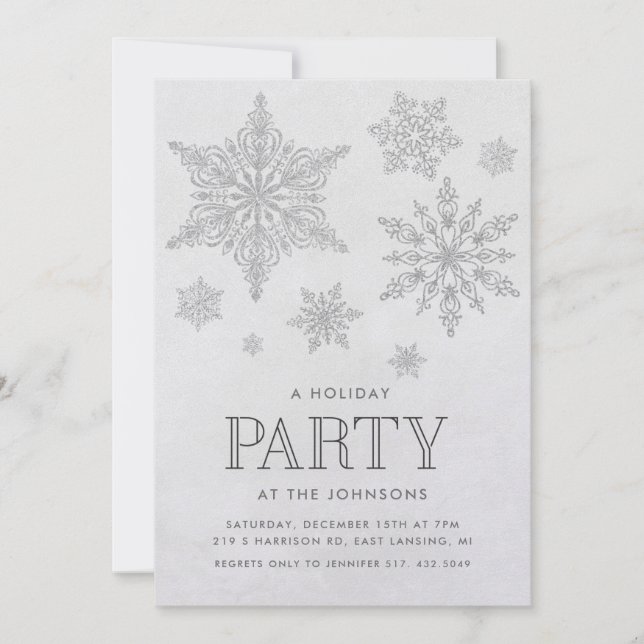 Snowflake Winter Holiday Party Invitation (Front)