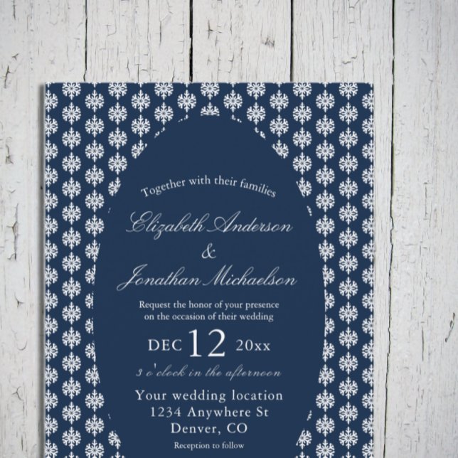 Snowflake Winter Jewel Tone Wedding Invitation (Creator Uploaded)