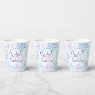 Snowflake Winter One-Derland First Birthday Paper Paper Cups