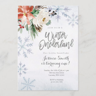 Snowflake Winter Onederland 1st birthday Invitation