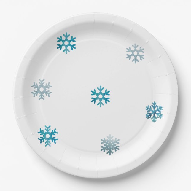 Snowflake Winter Paper Plate (Front)