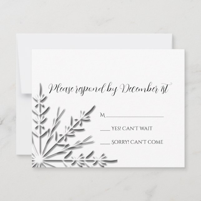 Snowflake Winter Wedding RSVP Response Card (Front)