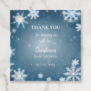 Snowflake Winter Wonderland Baby Shower Blue Favour Tags