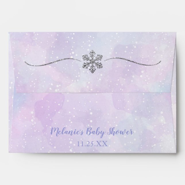Snowflake Winter Wonderland Baby Shower Envelope (Back (Top Flap))