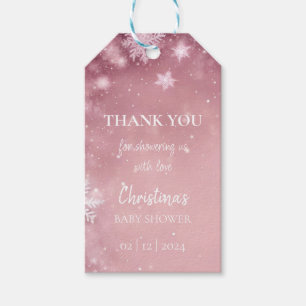 Snowflake Winter Wonderland Baby Shower Pink Gift Tags