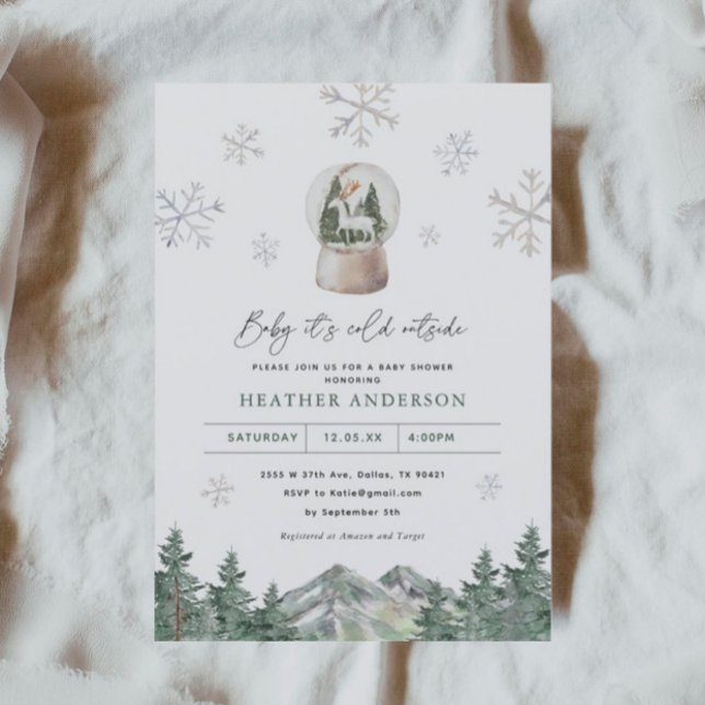 Snowflake Winter Wonderland Winter Baby Shower  Invitation (Creator Uploaded)