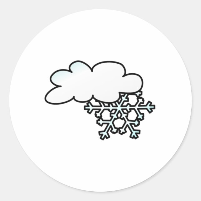 Snowflake with Cloud Classic Round Sticker (Front)