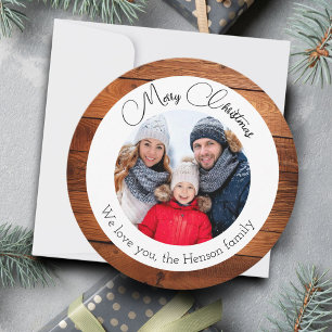 Snowflake Wood Christmas Family Photo  Holiday Card