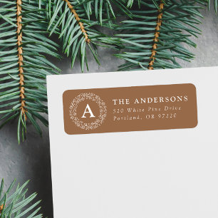 Snowflake Wreath Monogram Gingerbread Address