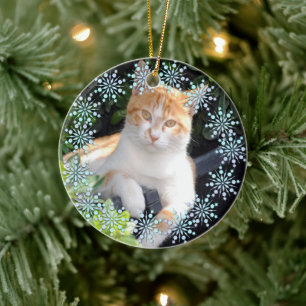 Snowflake Wreath Pet Photo 2021 Christmas Ceramic Tree Decoration