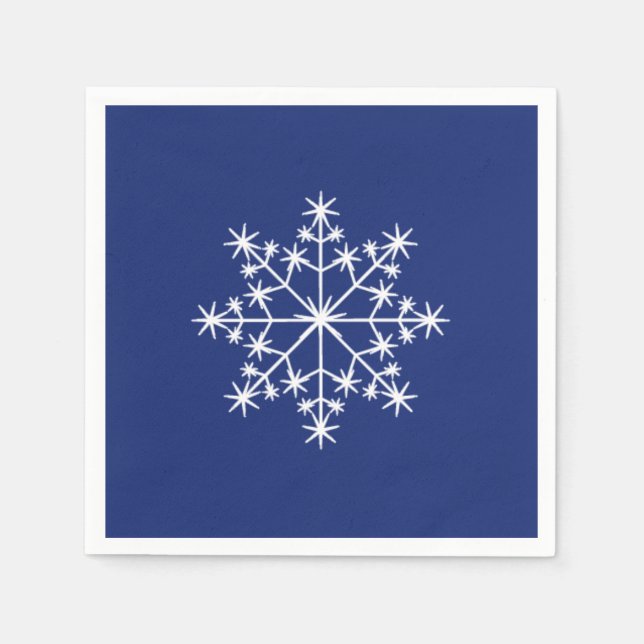Snowflake Xmas Christmas Blue Holiday Napkin (Front)