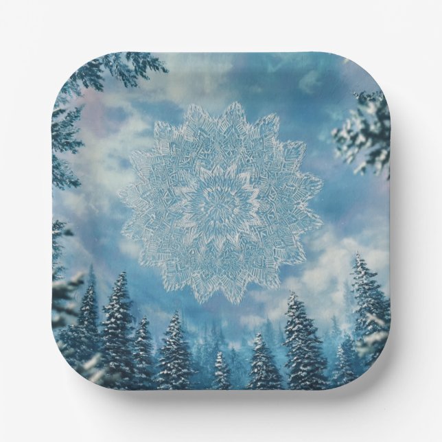 SnowFlakeFrost Paper Plate (Front)
