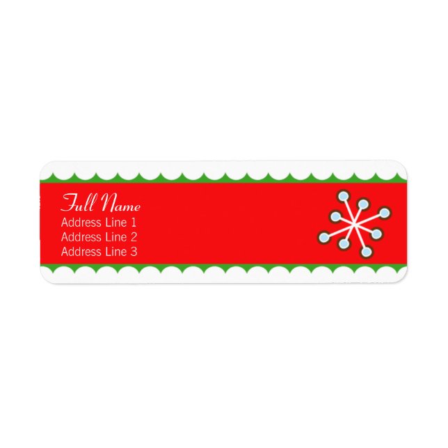 Snowflakered n green bordered christmas label (Front)