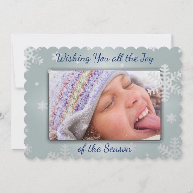 Snowflakes Abound!  Two Sided Photo Christmas Card (Front)