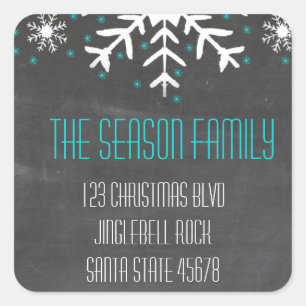 Snowflakes address square sticker