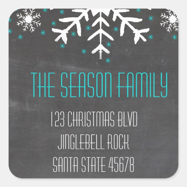 Snowflakes address square sticker (Front)
