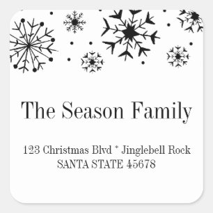 Snowflakes address square sticker