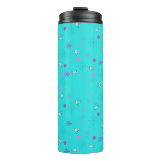 snowflakes and birds_aqua thermal tumbler