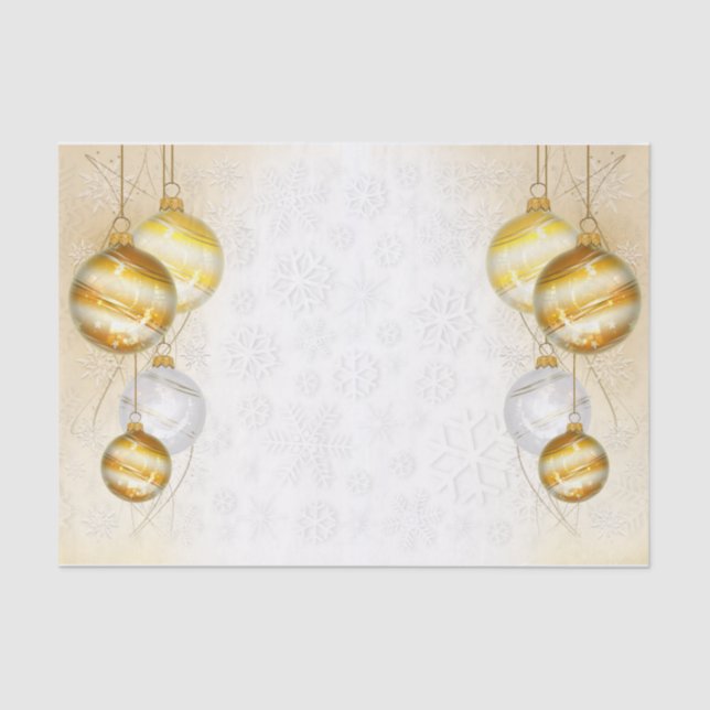 Snowflakes And Christmas Balls Tissue Paper (Front)