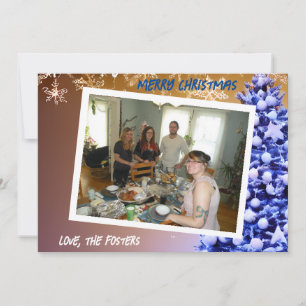 Snowflakes and Christmas Tree Family Photo Holiday Card