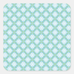 Snowflakes and Circles Square Stickers, Glossy Square Sticker