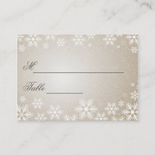Snowflakes and Damask Wedding Name Setting Place Card