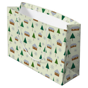 Snowflakes and fir trees gift bag