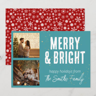 Snowflakes And Glitter Photo Collage  Holiday Card