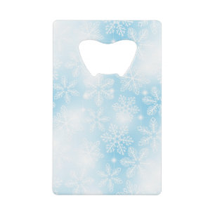 Snowflakes and lights on blue