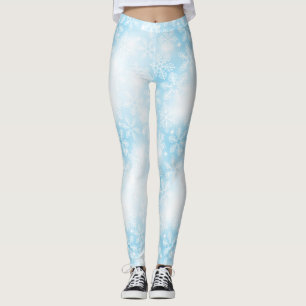 Snowflakes and lights on blue leggings