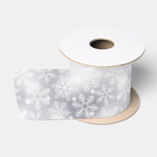 Snowflakes and lights satin ribbon