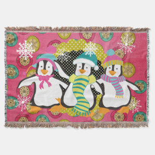 Snowflakes and Orbs Penguins Holiday Throw