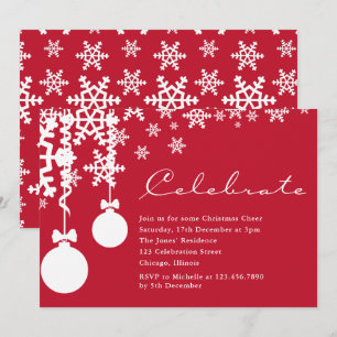 Snowflakes and Ornaments Christmas Party invites