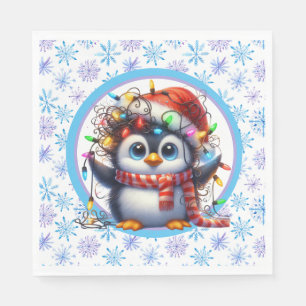 Snowflakes And Penguin  Napkin