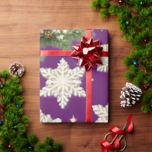 Snowflakes and Pine Branches Wrapping Paper