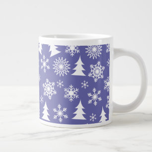 Snowflakes and Pine Trees Large Coffee Mug