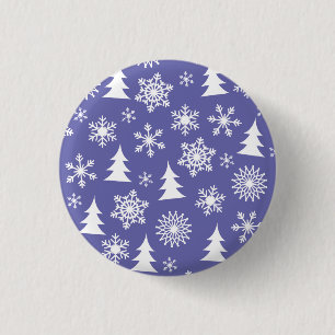 Snowflakes and Pine Trees Pattern 3 Cm Round Badge