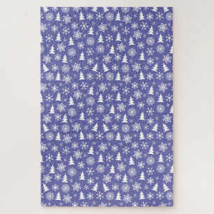 Snowflakes and Pine Trees Pattern Jigsaw Puzzle