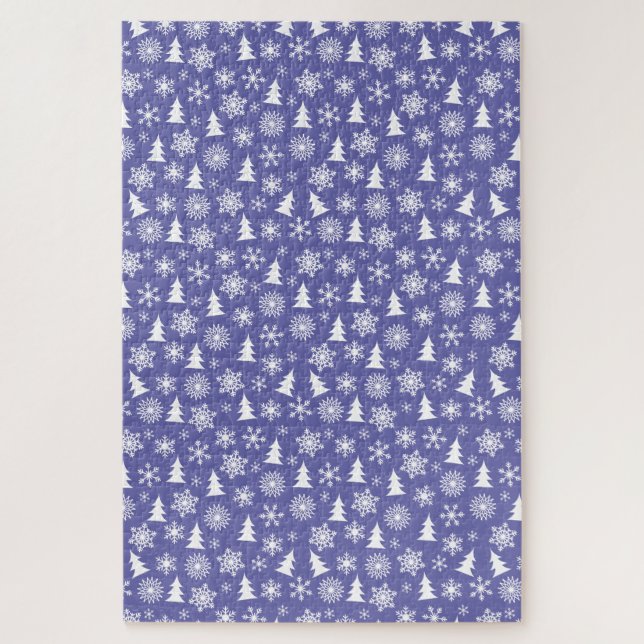 Snowflakes and Pine Trees Pattern Jigsaw Puzzle (Vertical)