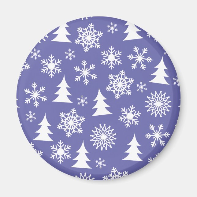 Snowflakes and Pine Trees Pattern Magnet (Front)