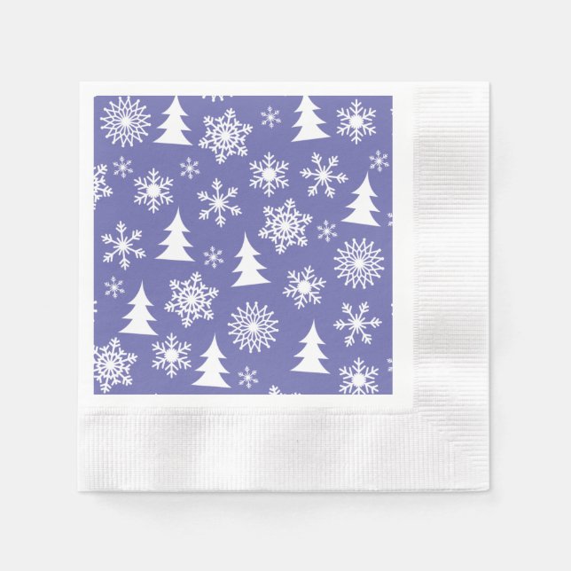 Snowflakes and Pine Trees Pattern Napkin (Front)