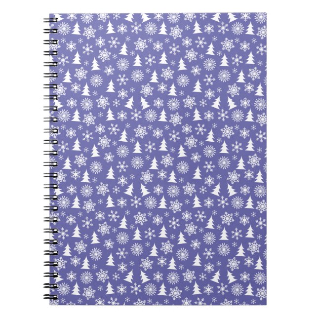 Snowflakes and Pine Trees Pattern Notebook (Front)