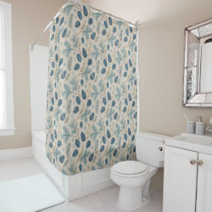 Snowflakes and Pinecones Shower Curtain