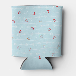 Snowflakes and red berries winter pattern can cooler