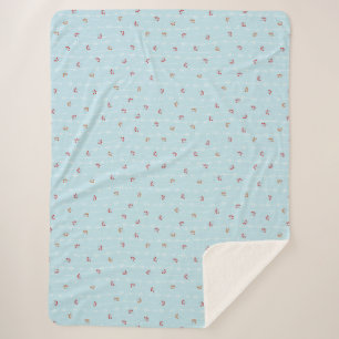 Snowflakes and red berries winter pattern sherpa blanket