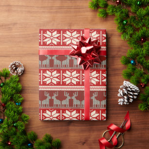 Snowflakes and Reindeer Wrapping Paper