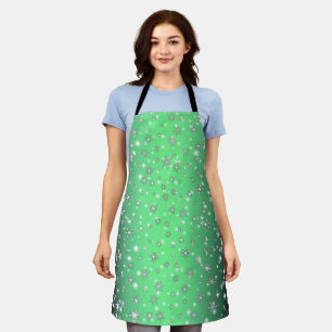 Snowflakes and Sparkles over Green Apron