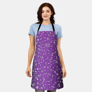 Snowflakes and Sparkles over magenta Light Apron